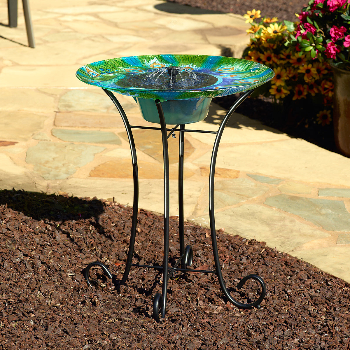 Argus Peacock Solar Birdbath