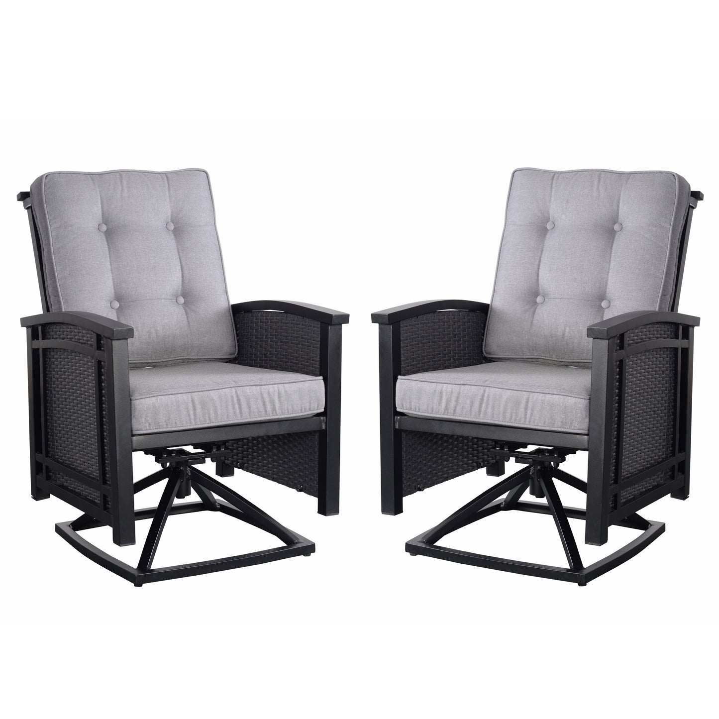 Palmetto Aluminum Swivel Chair Set of 2 - Black/Gray