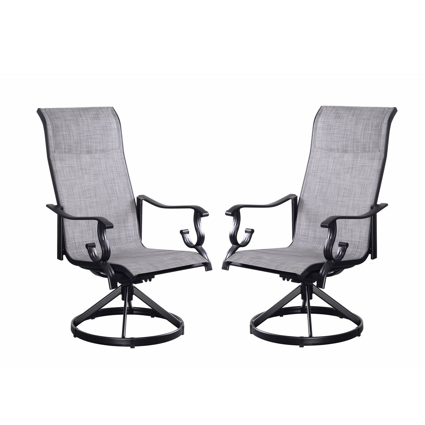 Westin Swivel Rocking Sling Dining Chair Set of 2 - Black/Gray