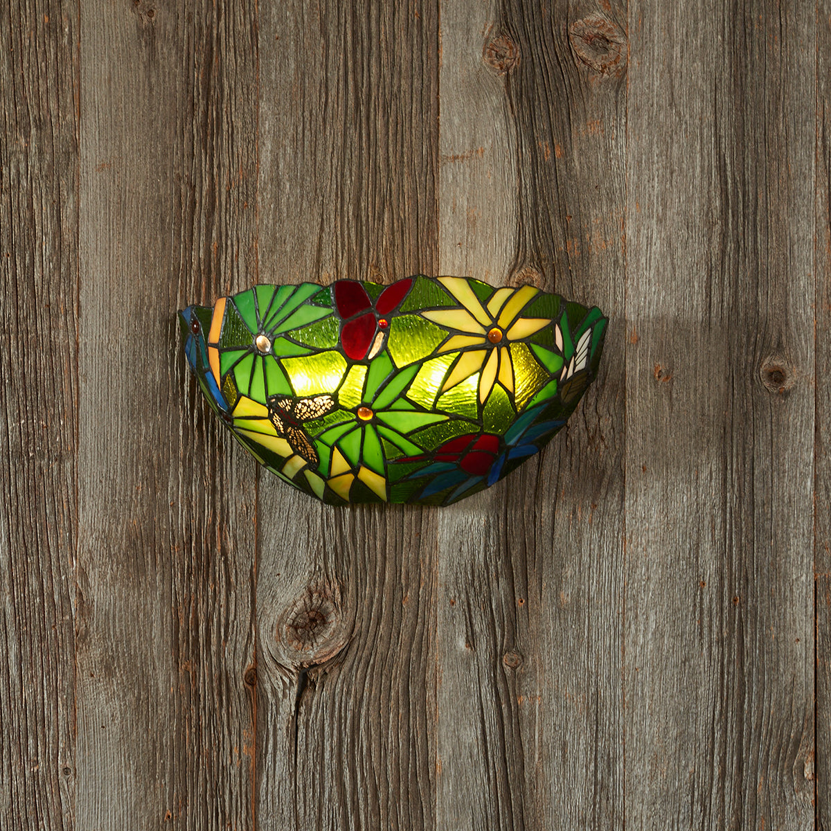 Stained Glass Half Moon Rainforest Sconce