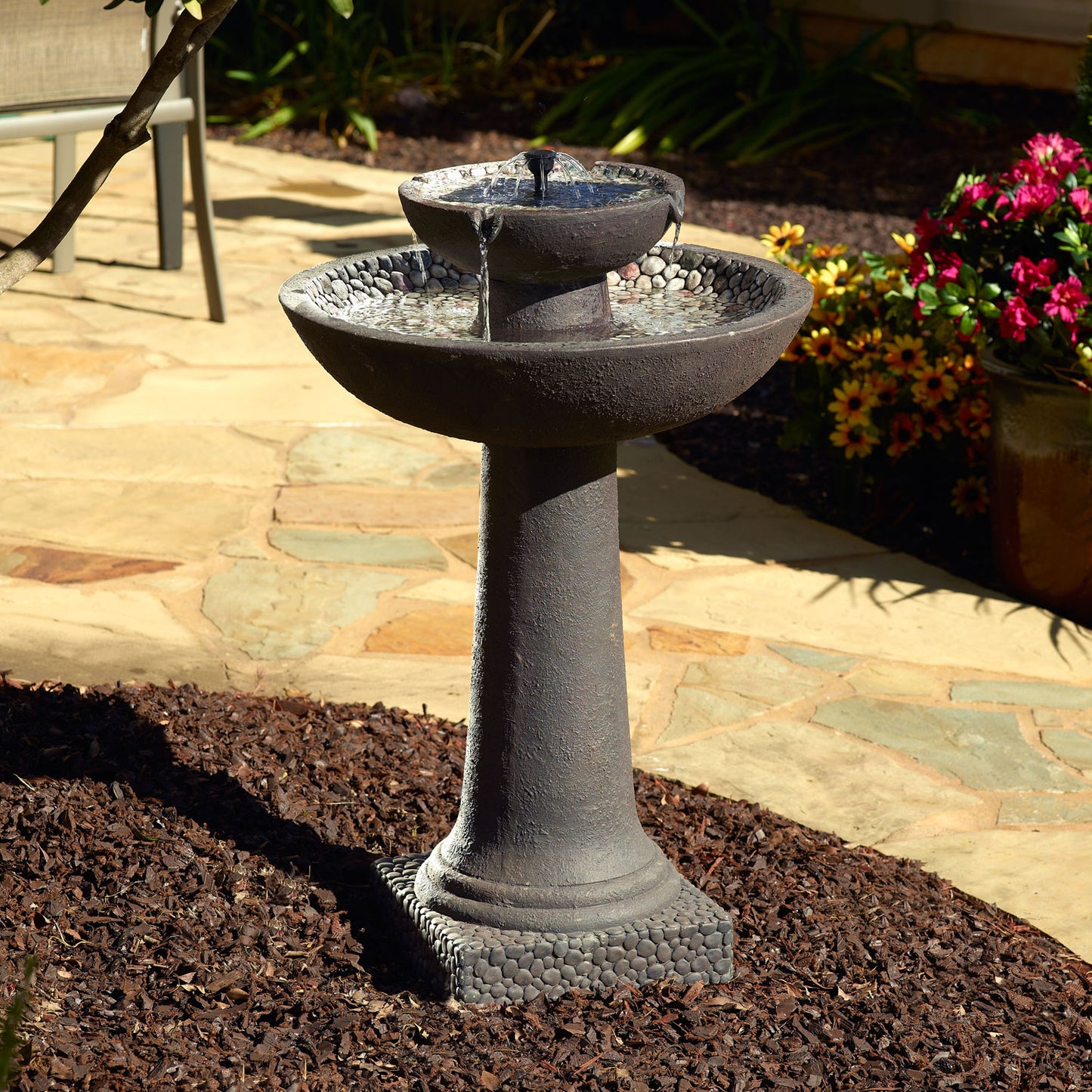 Riverstone 2-Tier Solar-on-Demand Fountain