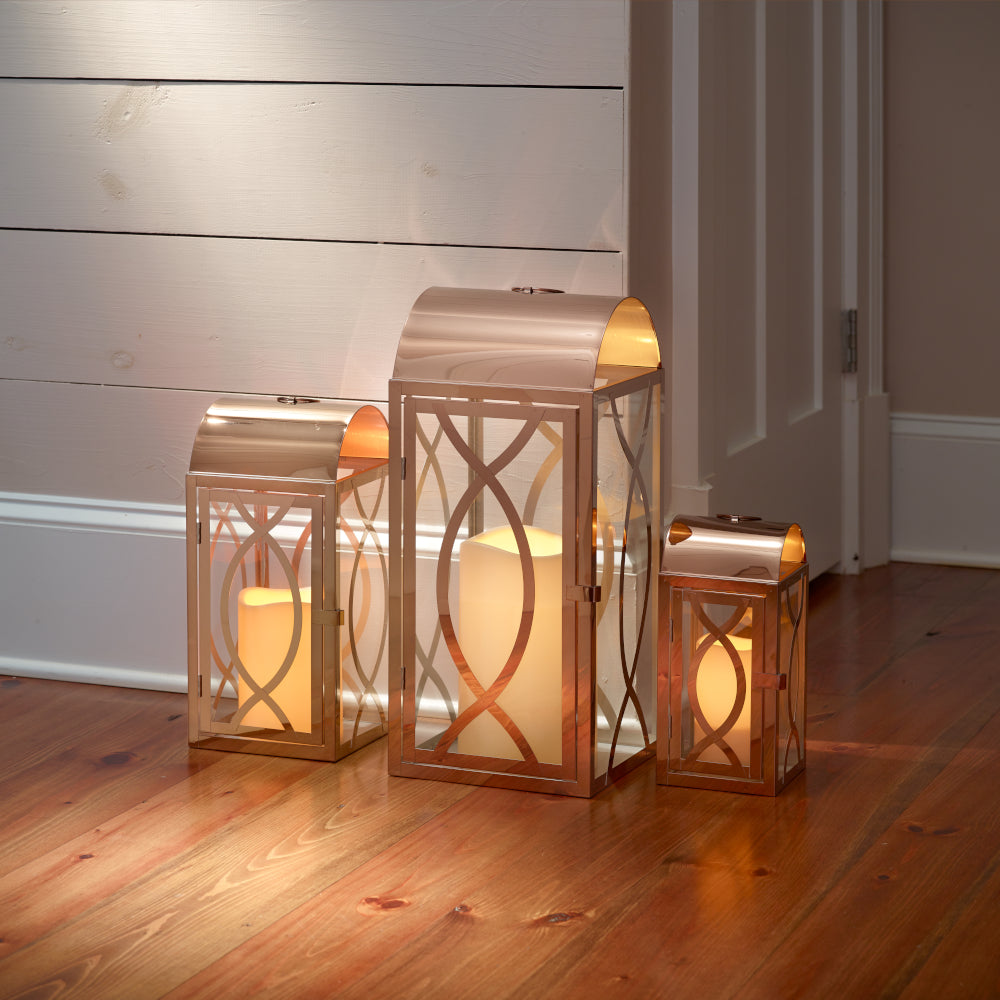 Rogan Candle Lanterns (Set of 3) - Rose Gold