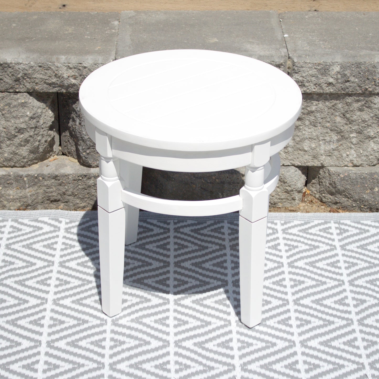 Hardwood Round Side Table - White
