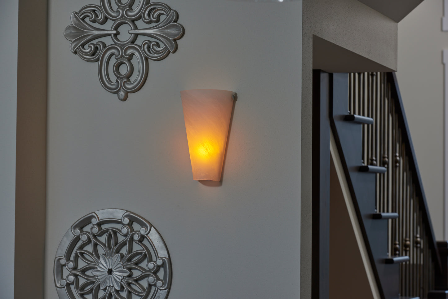 Frosted Marble Glass Conical Sconce