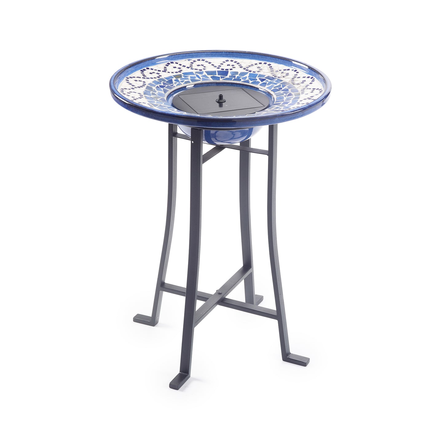 Ravenna IntelliSOLAR Ceramic Birdbath with Remote – Blue/Mosaic