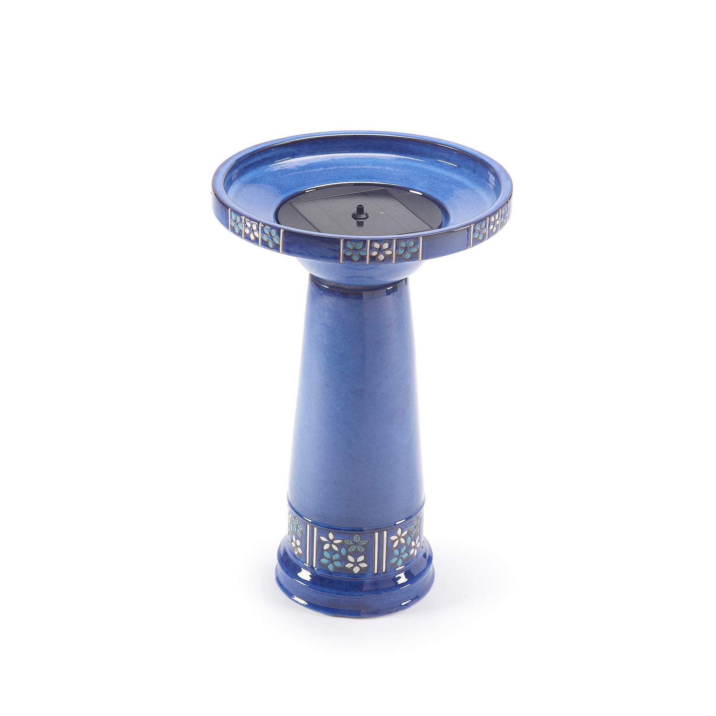 Louisa IntelliSOLAR Ceramic Birdbath with Remote – Blue