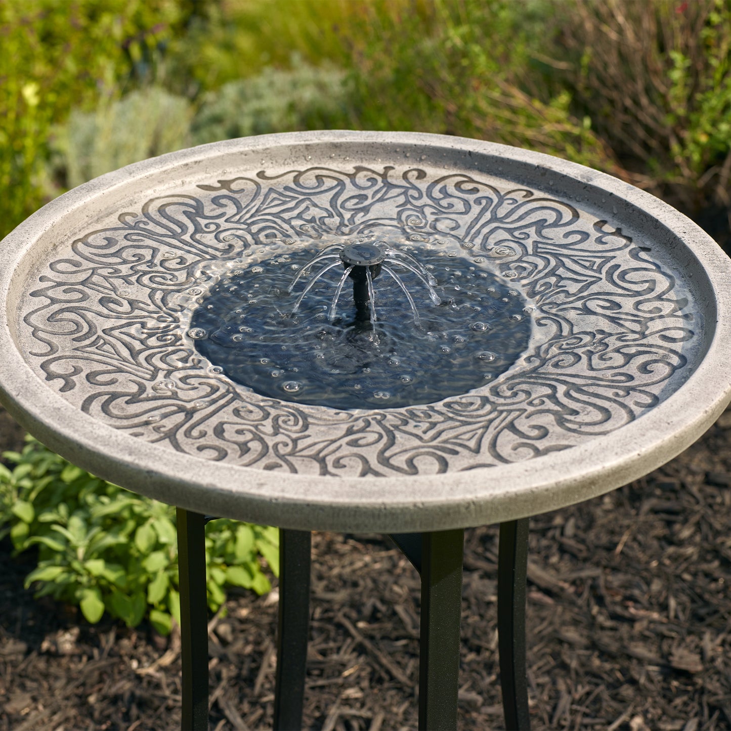 Perello IntelliSOLAR Birdbath with Remote - Distressed Gray