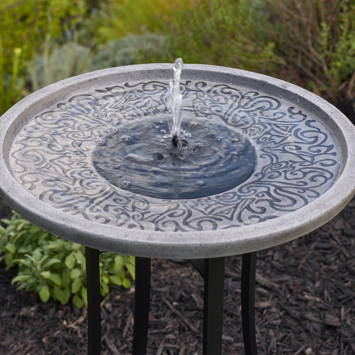 Perello IntelliSOLAR Birdbath with Remote - Distressed Gray