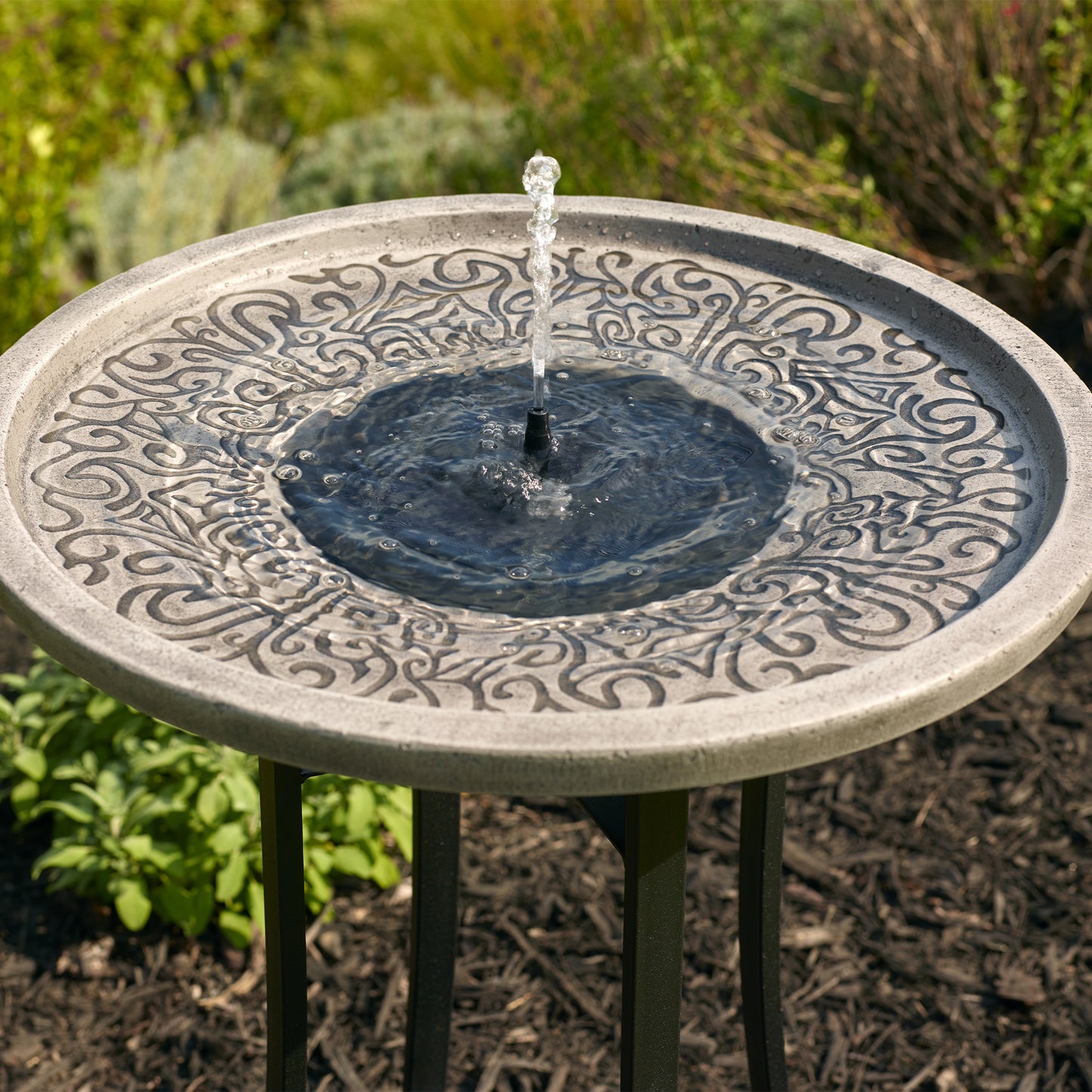 Perello IntelliSOLAR Birdbath with Remote - Distressed Gray