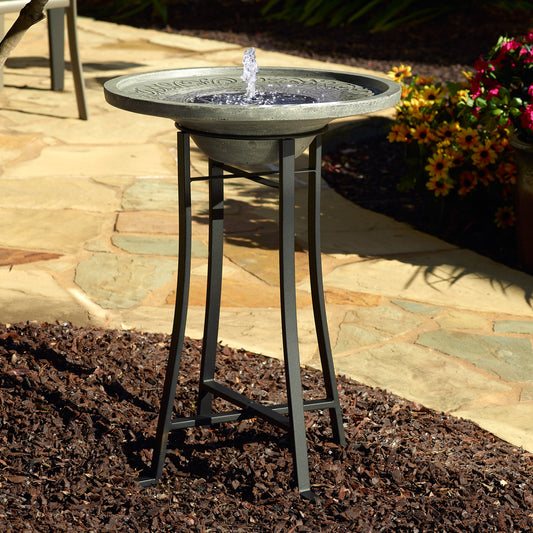 Perello IntelliSOLAR Birdbath with Remote - Distressed Gray