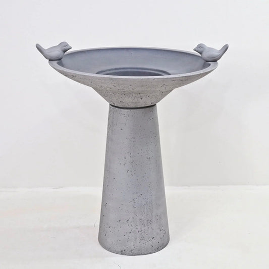 Calla IntelliSolar Light Cement Birdbath with Remote - Gray