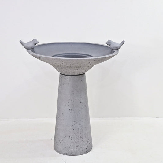 Calla IntelliSolar Light Cement Birdbath - Gray