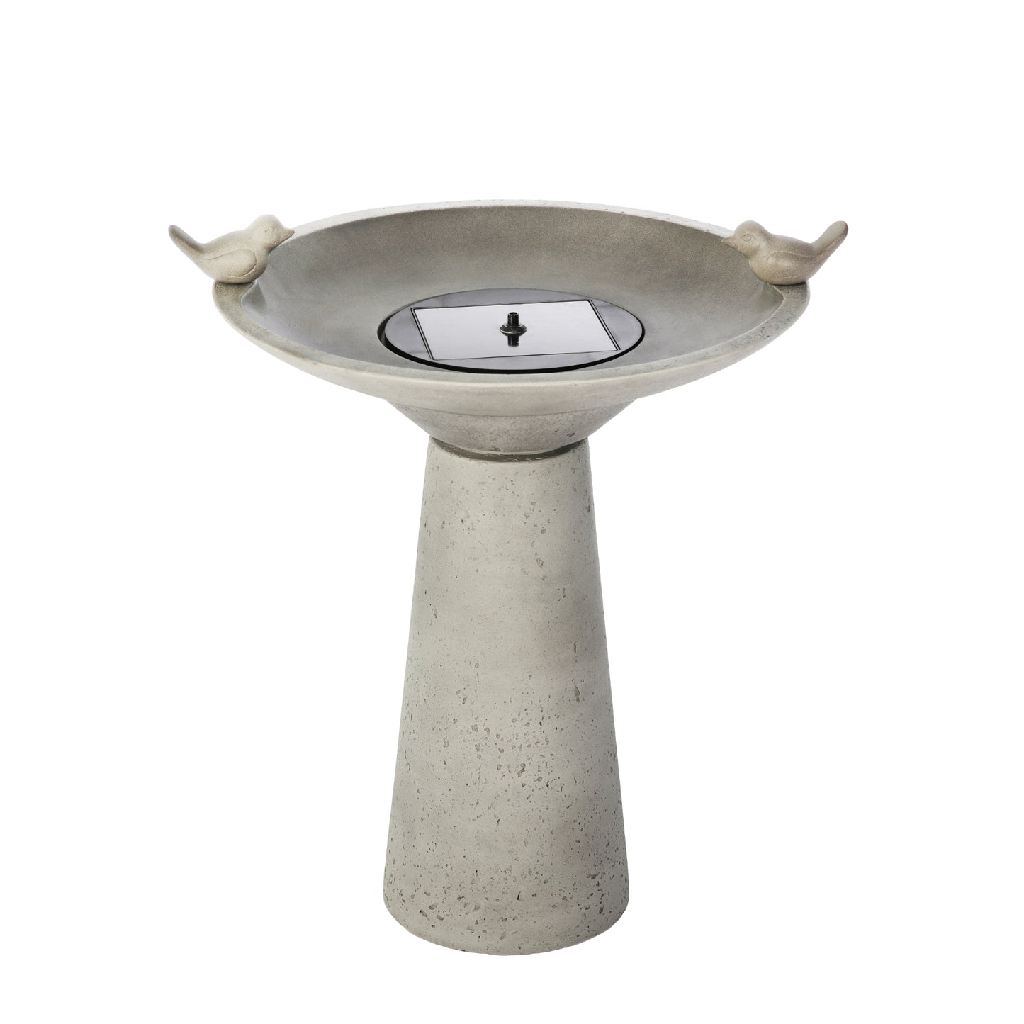 Calla IntelliSolar Light Cement Birdbath with Remote - Gray