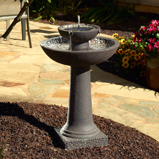 Riverstone 2-Tier IntelliSOLAR Fountain with Remote – Forest Brown