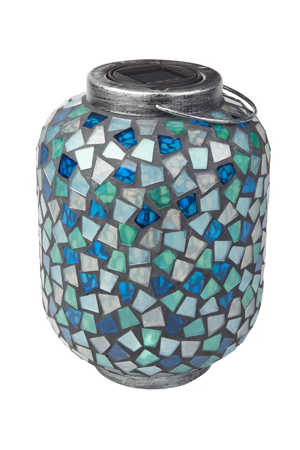 Solar Cool Blue Mosaic 10" Lantern