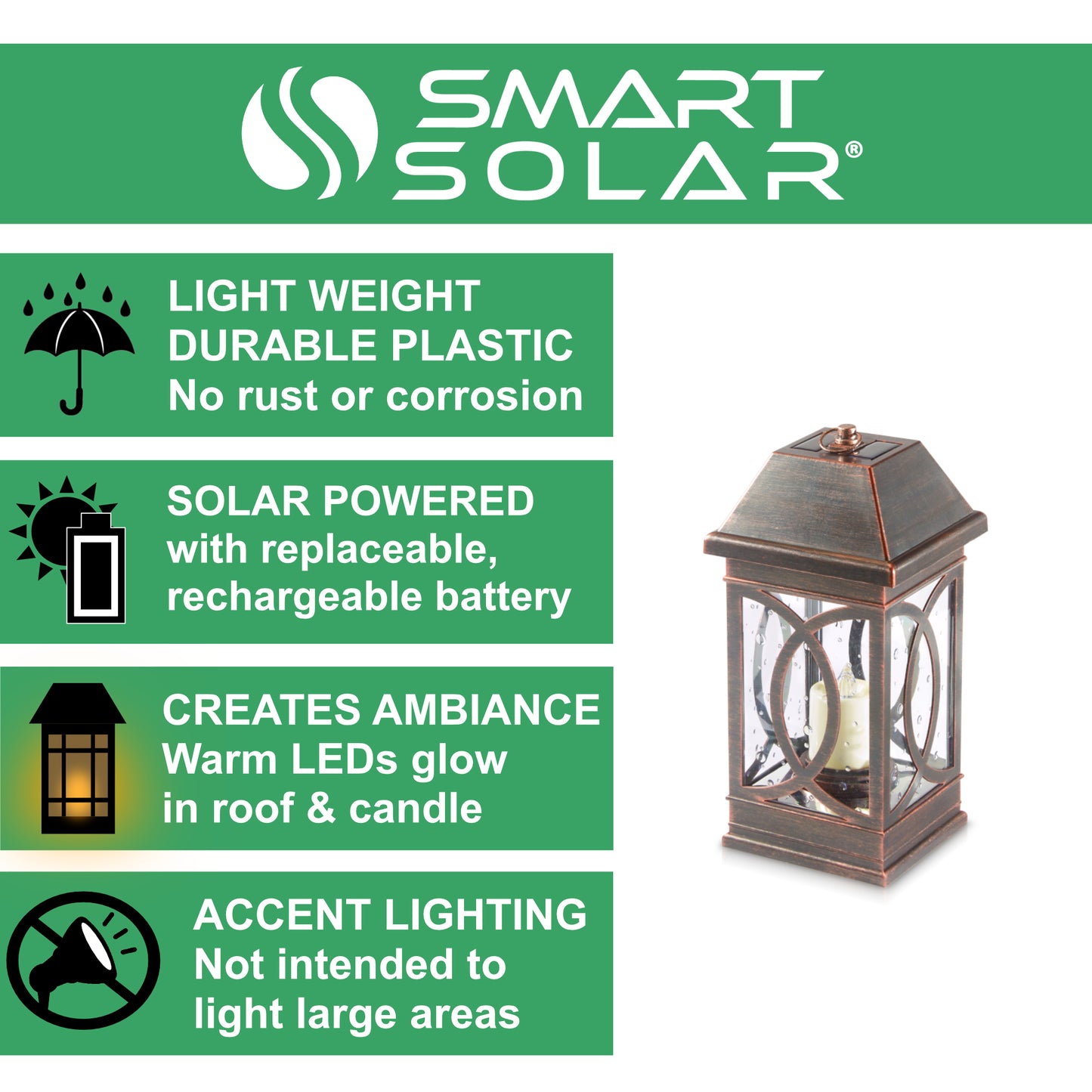 San Vicente II Solar Lantern (15"H)