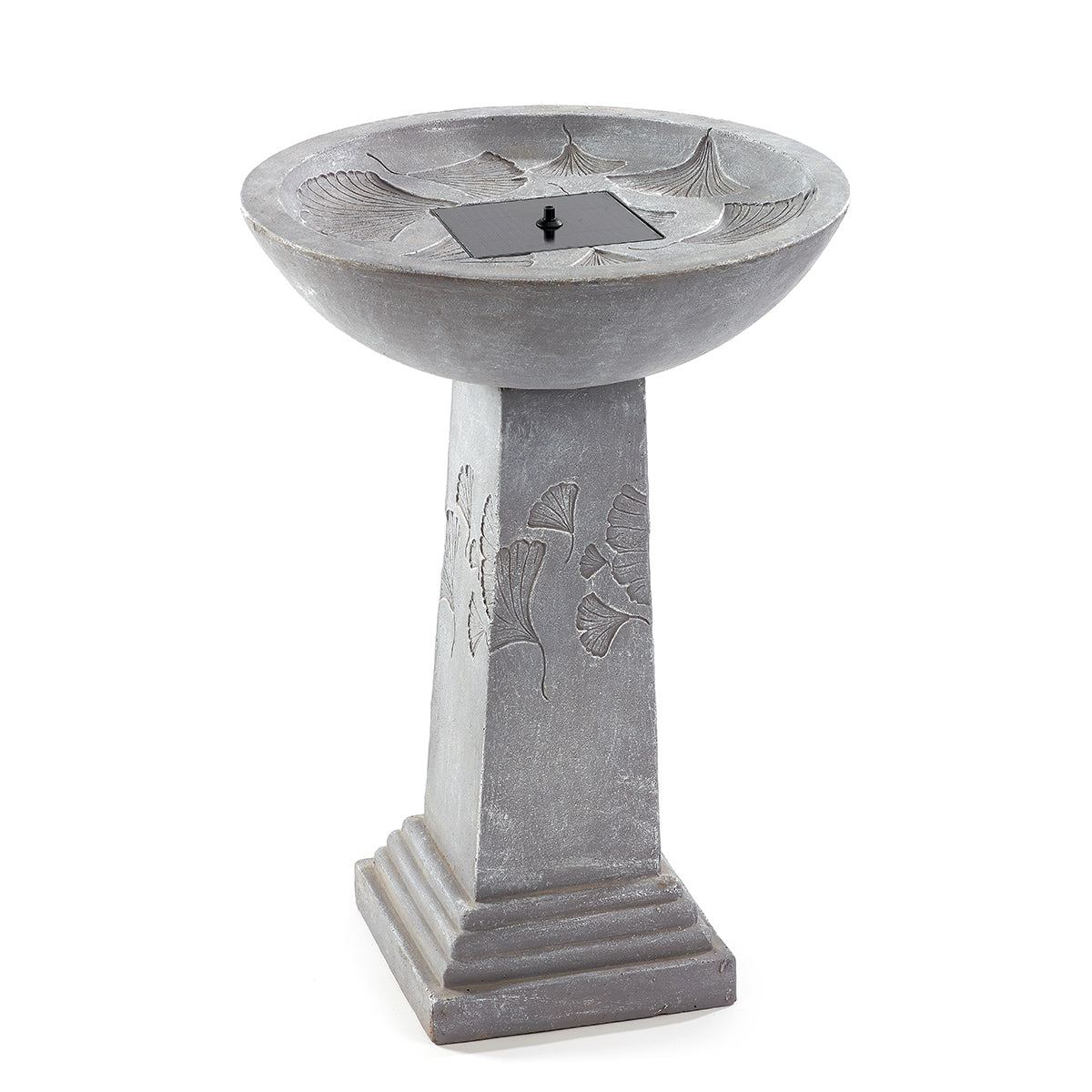 Gingko IntelliSOLAR Birdbath with Remote – Weathered Stone