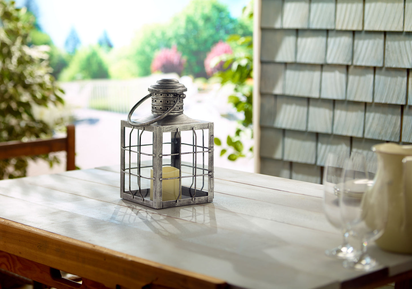 Charles LED Candle Lantern - Antique Silver