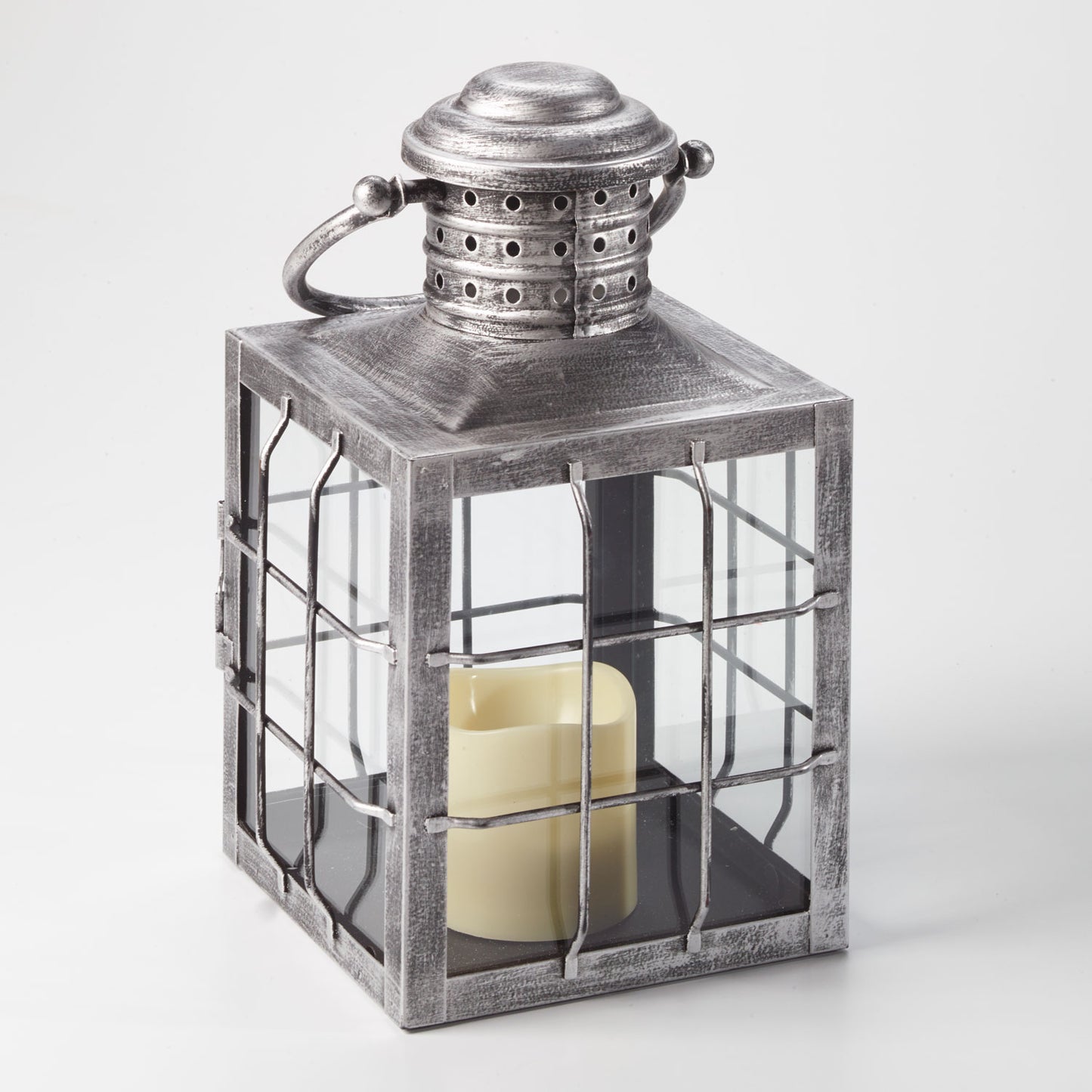 Charles LED Candle Lantern - Antique Silver