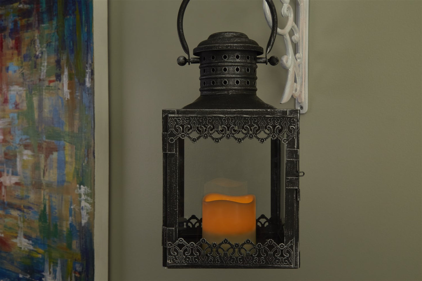 Eva LED Candle Lantern - Antique Pewter