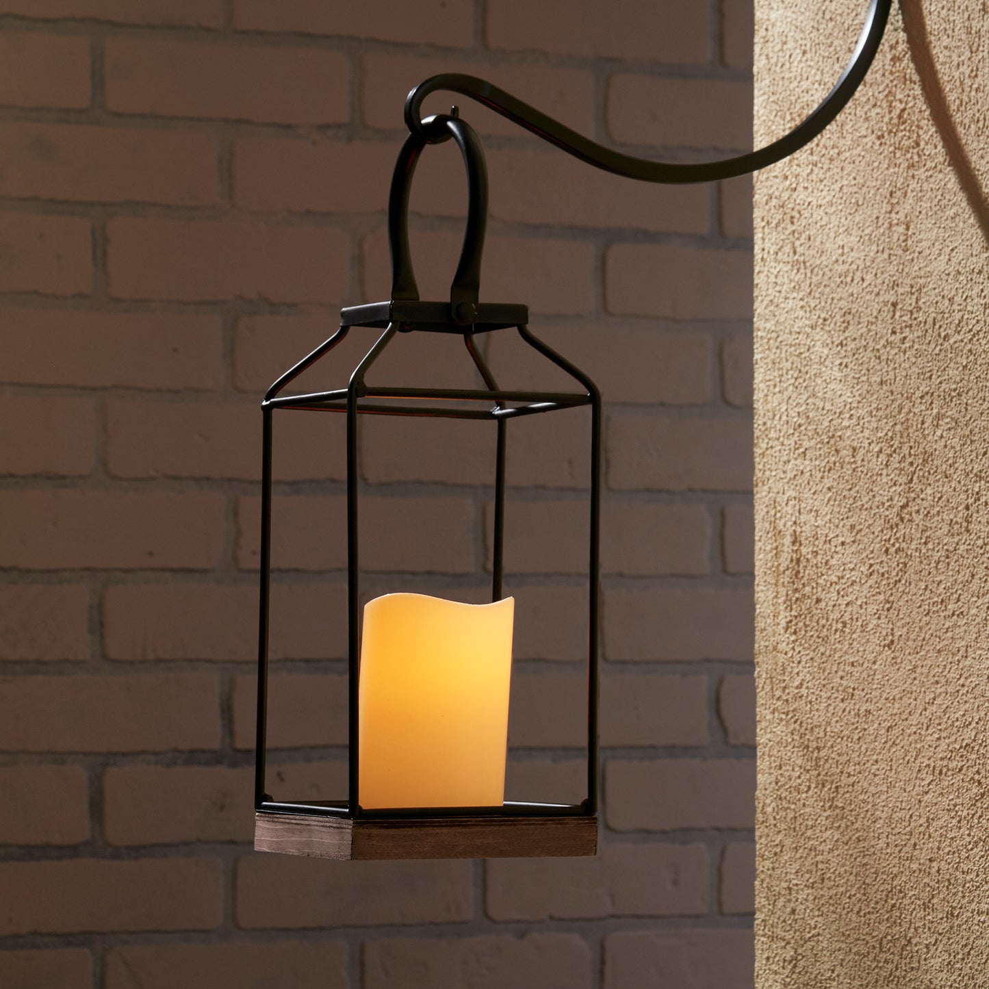 Claudia 11" LED Candle Lantern - Black/Wood