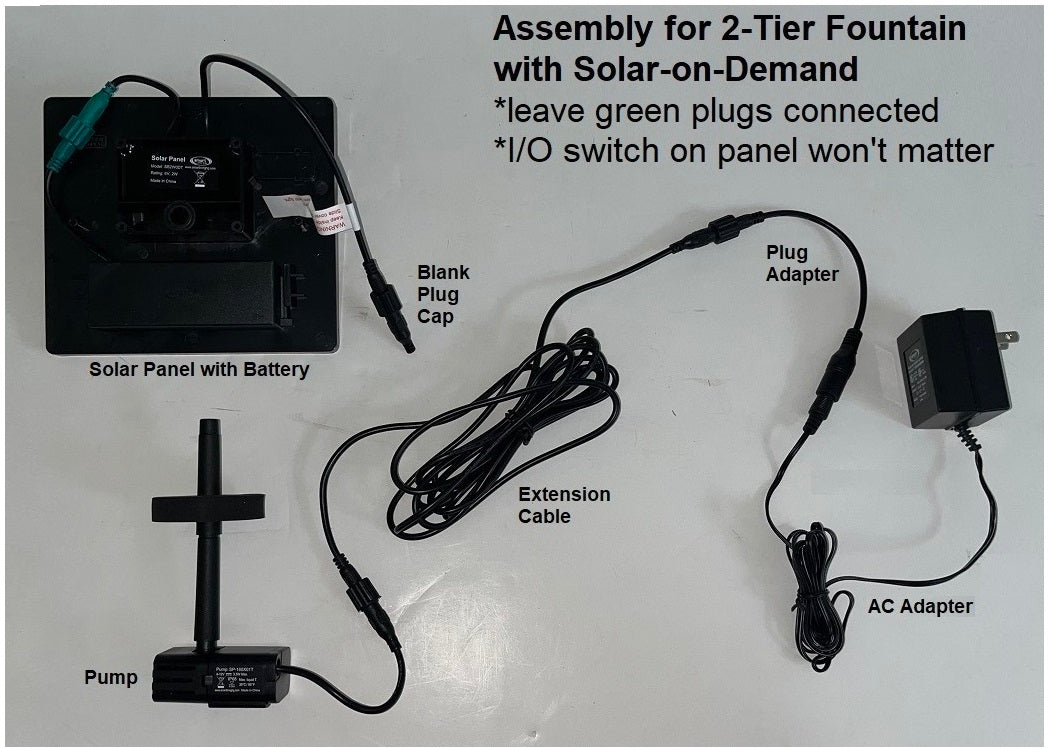 Conversion Kit from Solar to Electric (for Aquanura/Birdbath/2-Tier Fountain with Threaded Plug)