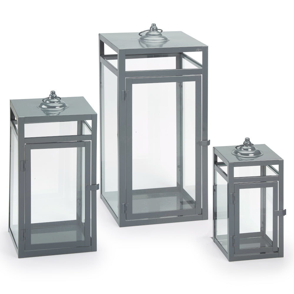 Brady Candle Lanterns (Set of 3) - Gray