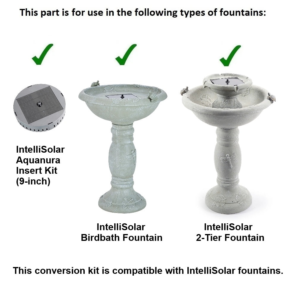 Solar to Electric Conversion Kit for IntelliSolar Birdbaths and 2-Tier Fountains with Threaded 4-Pin Plug