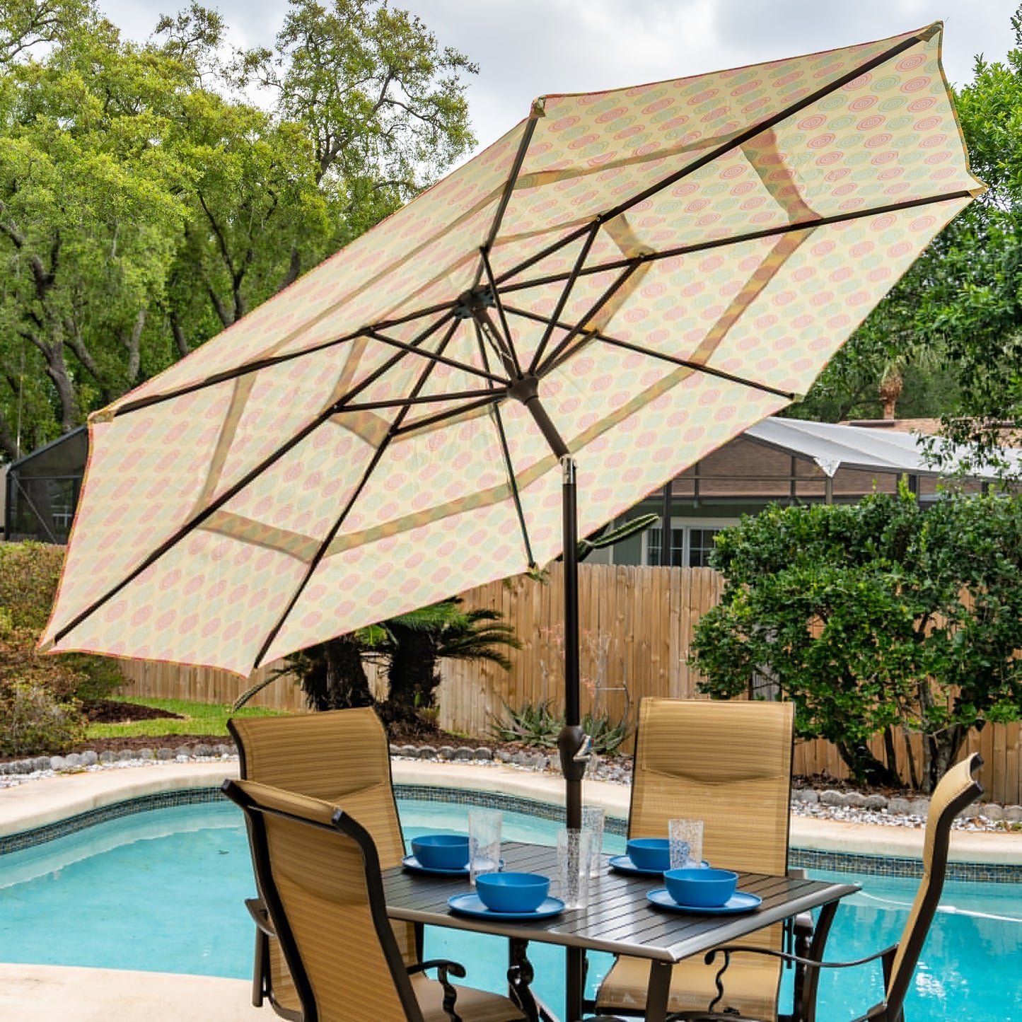 Round Market Patio Umbrella - Sunburst