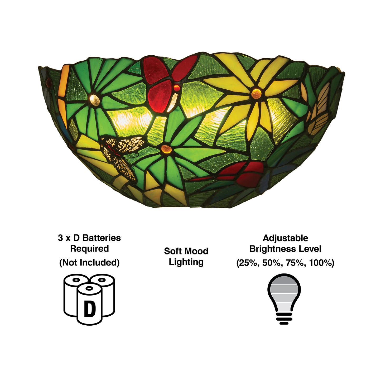 Stained Glass Half Moon Rainforest Sconce