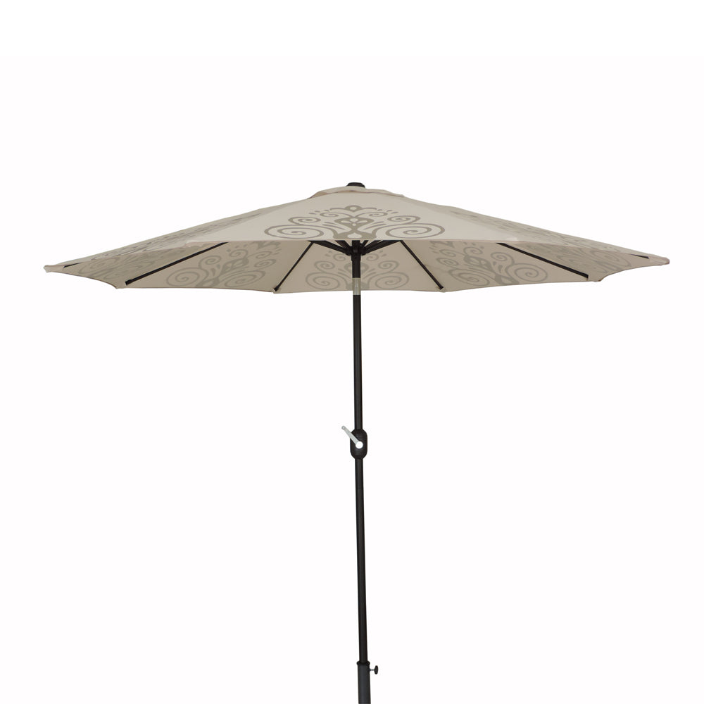 Round Market Patio Umbrella - Tan Resort Print