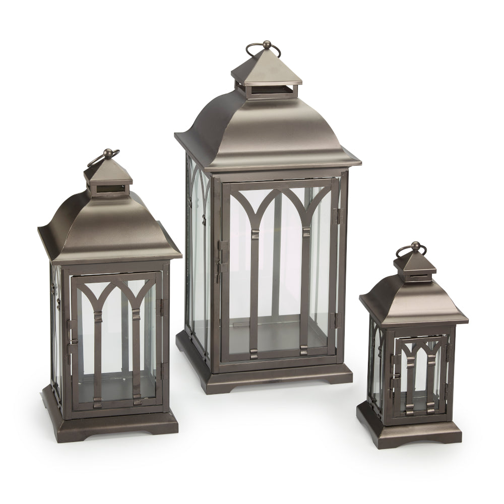 Lombard Metal Lanterns (Set of 3)- Bronze