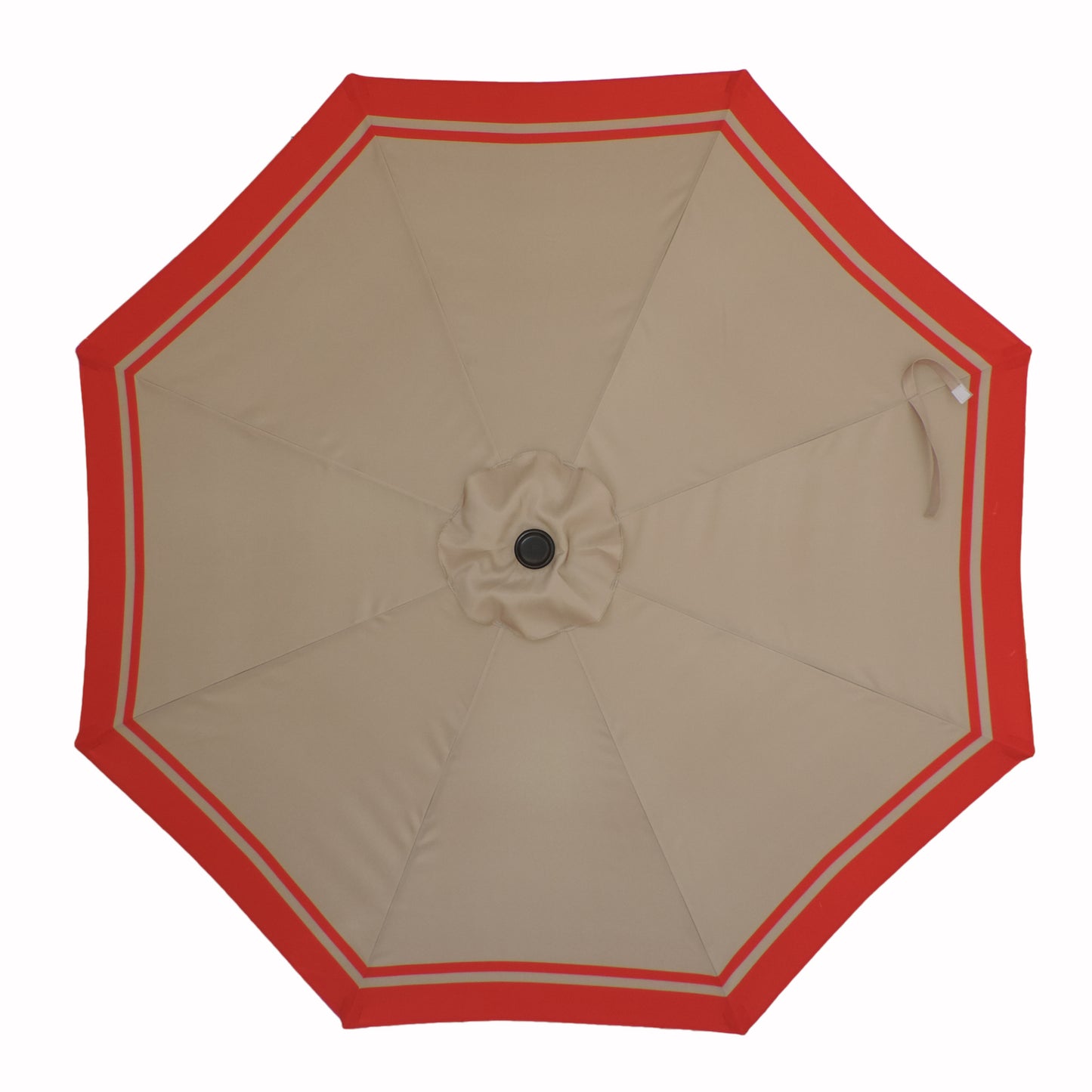 Round Market Patio Umbrella - Tan/Red Trim