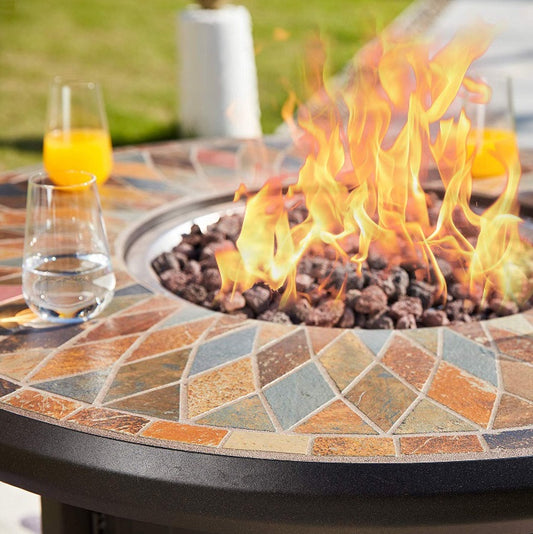 Sudbury 42" Round Fire Pit Table - Brown