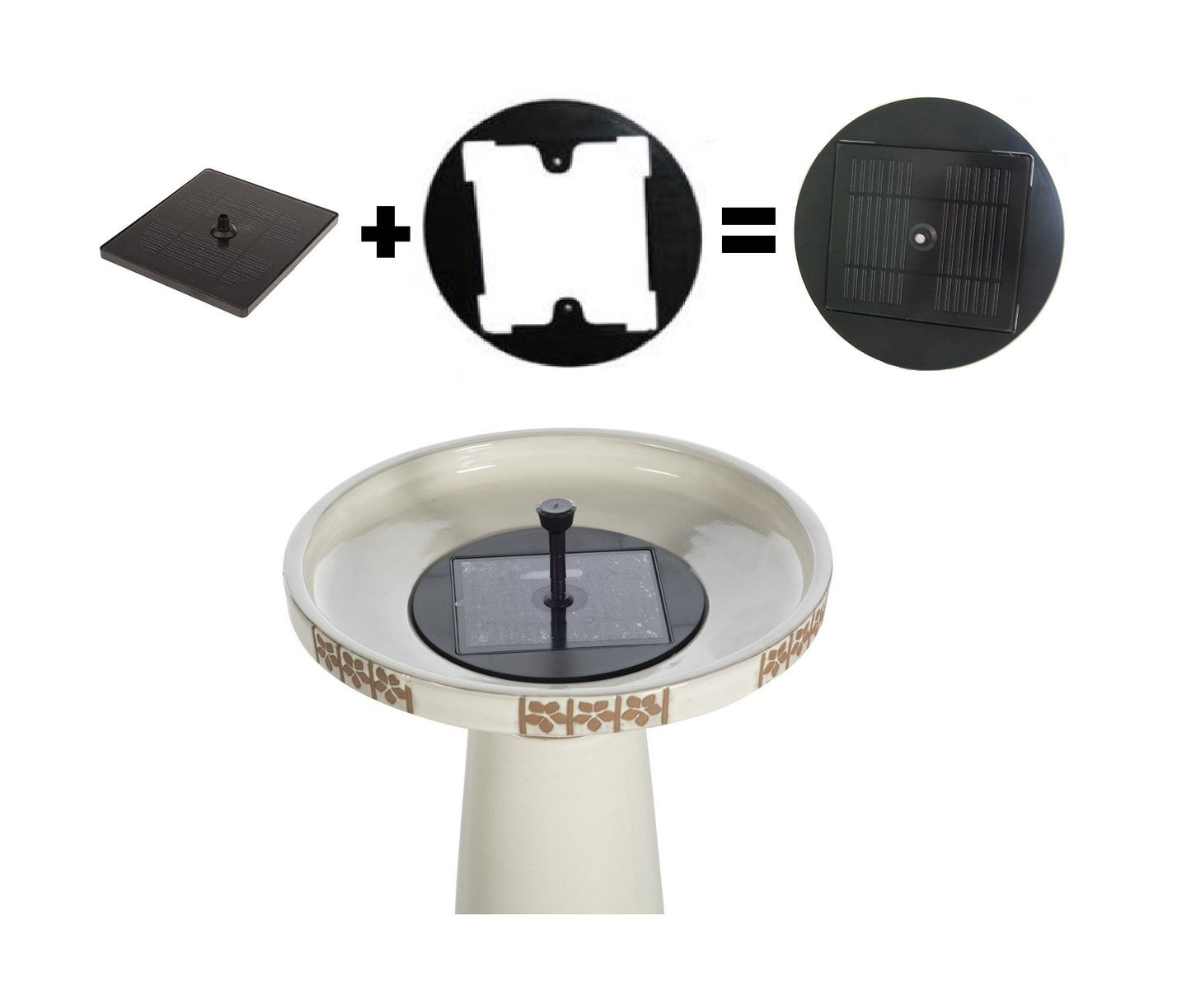 Mounting Ring for Birdbath Solar Panel in Round Reservoir