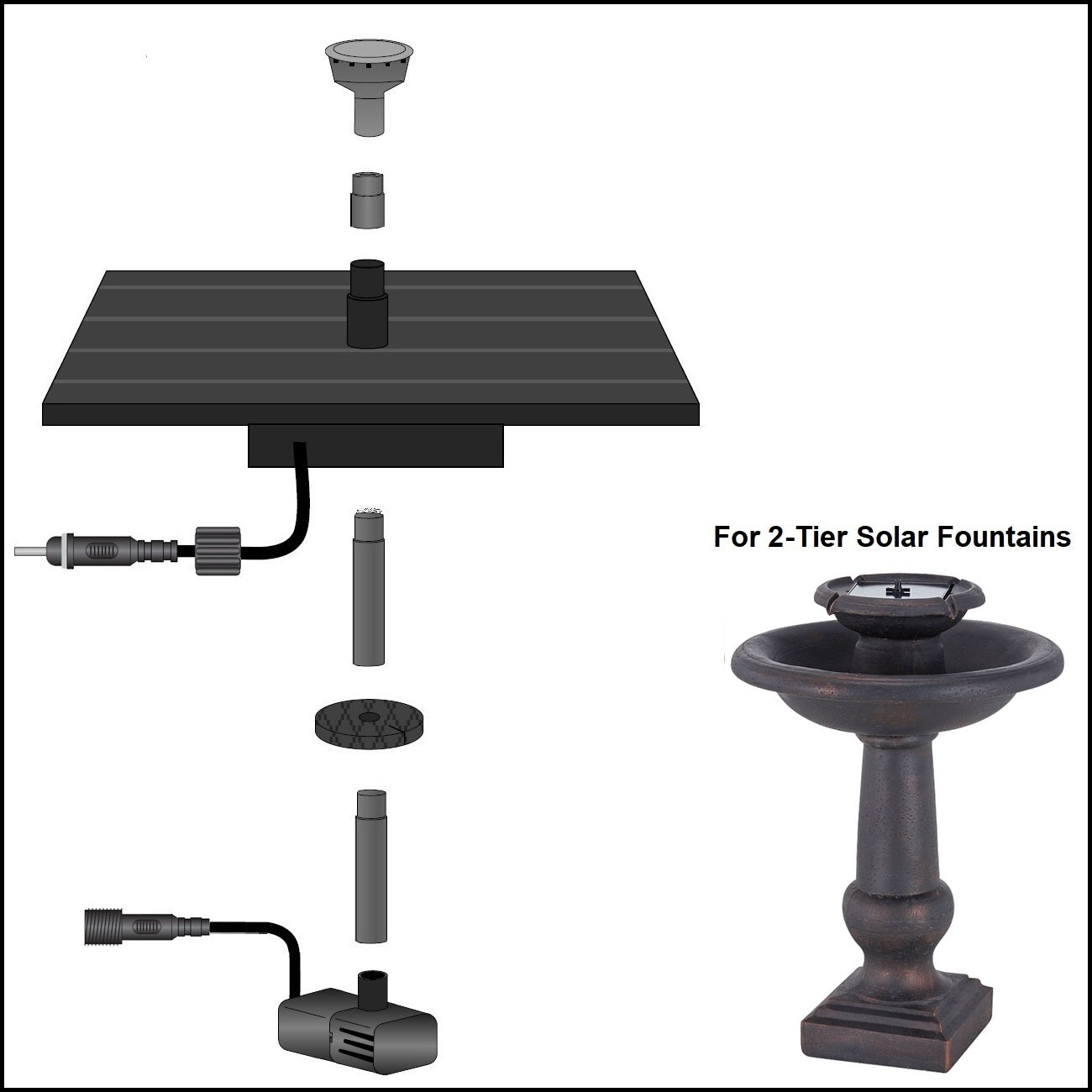 2090PKST Standard Solar Kit (for 2-Tier Fountain) *Threaded Plugs