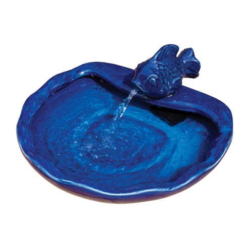 Ceramic Solar Koi Fountain - Blue