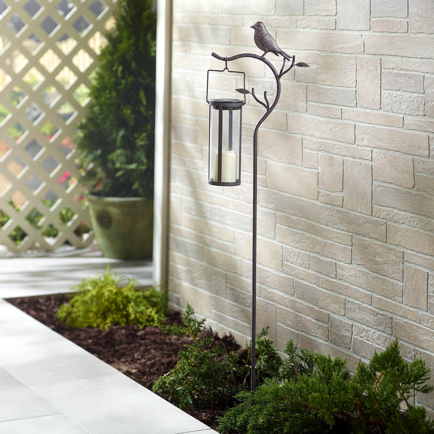 Provence Bird Stake with Solar LED Candle Lantern (LAST ONE IN STOCK!)