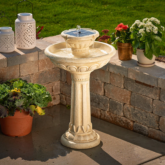 Kensington 2-Tier Solar-On-Demand Fountain - Antique White