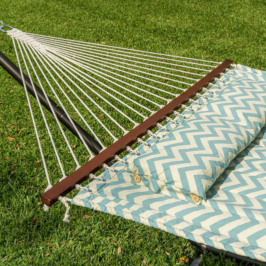 Coronado Double Quilted Hammock - Blue Chevron