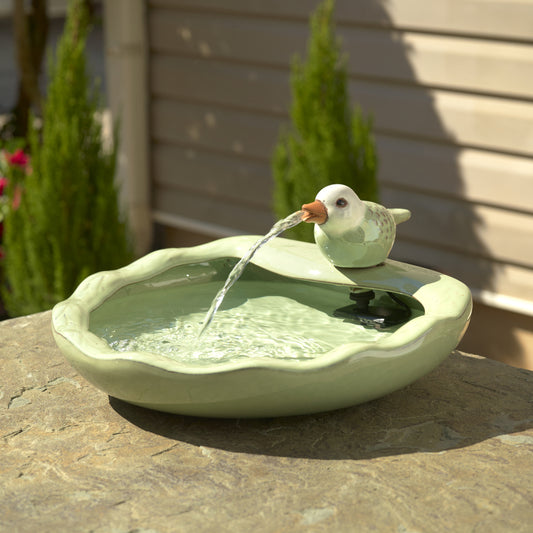 Ceramic Bird Solar Fountain