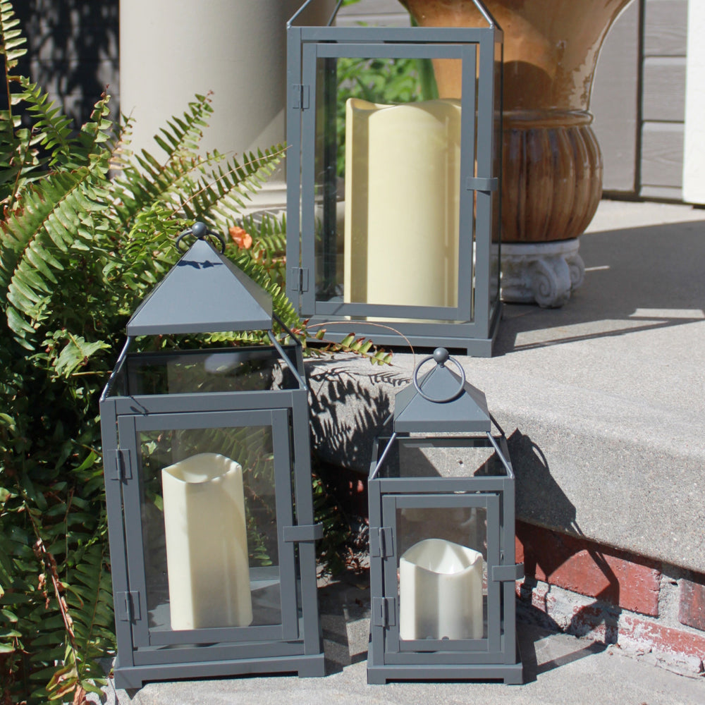 Brady Candle Lanterns (Set of 3) - Gray