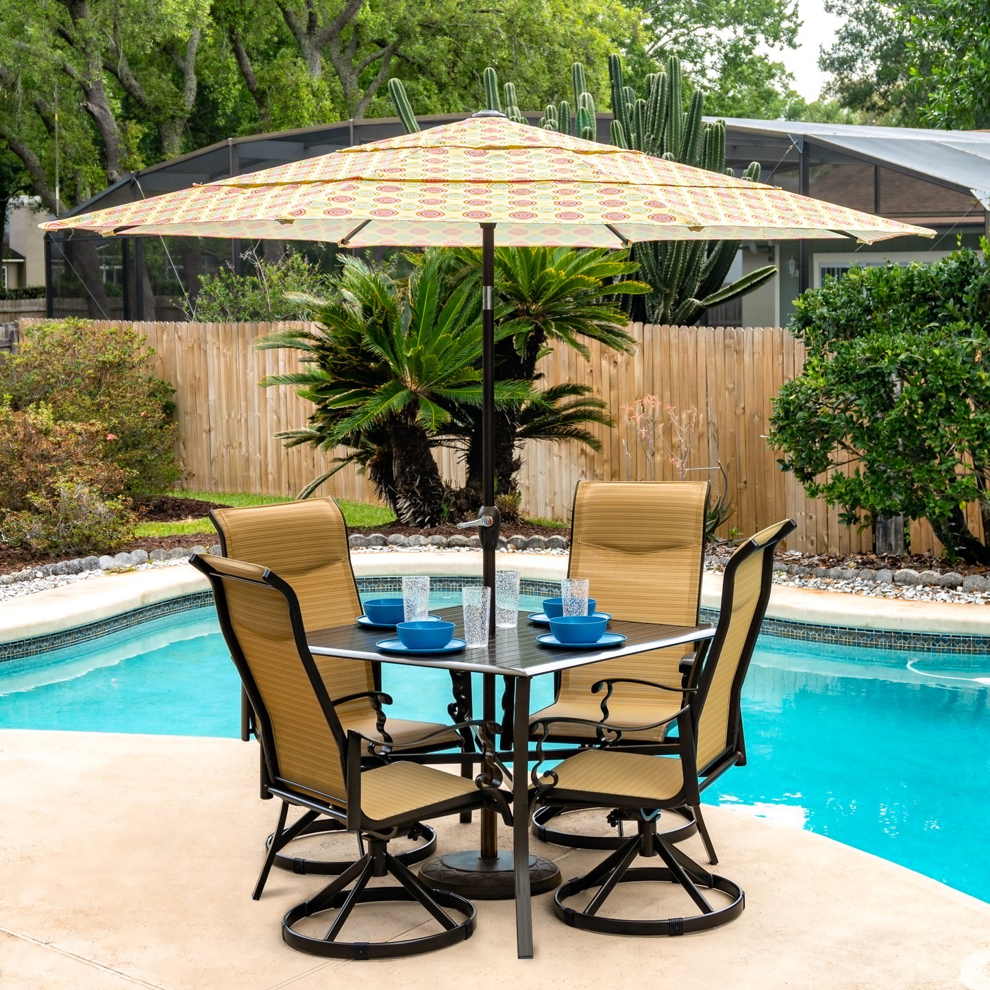 Round Market Patio Umbrella - Sunburst