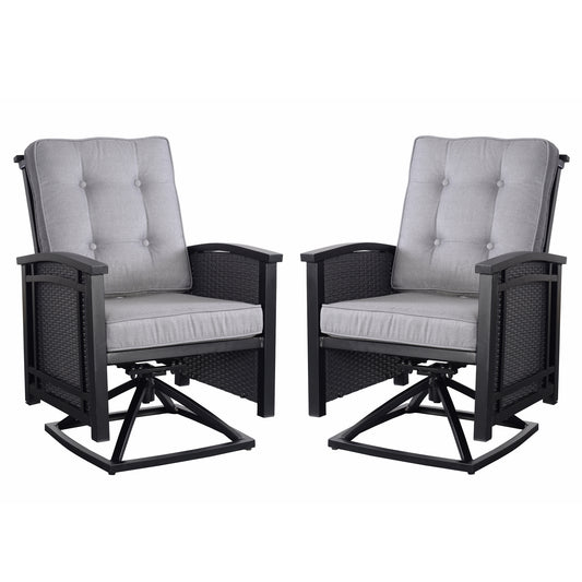 Palmetto Aluminum Swivel Chair Set of 2 - Black/Gray
