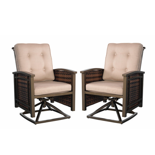 Palmetto Aluminum Swivel Chair Set of 2 - Bronze/Tan