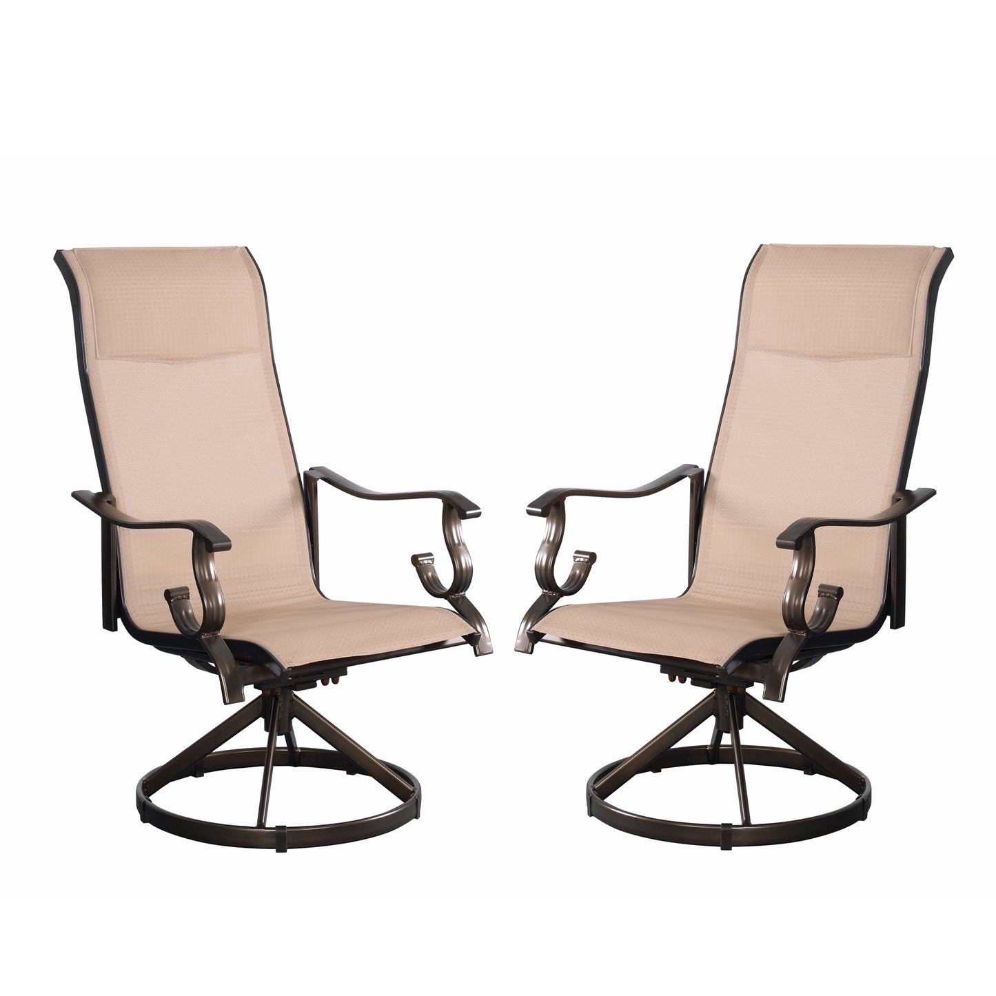 Westin Swivel Rocking Sling Dining Chair Set of 2 - Bronze/Tan