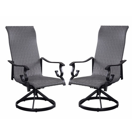 Westin Swivel Rocking Wicker Dining Chair Set of 2 - Black/Gray