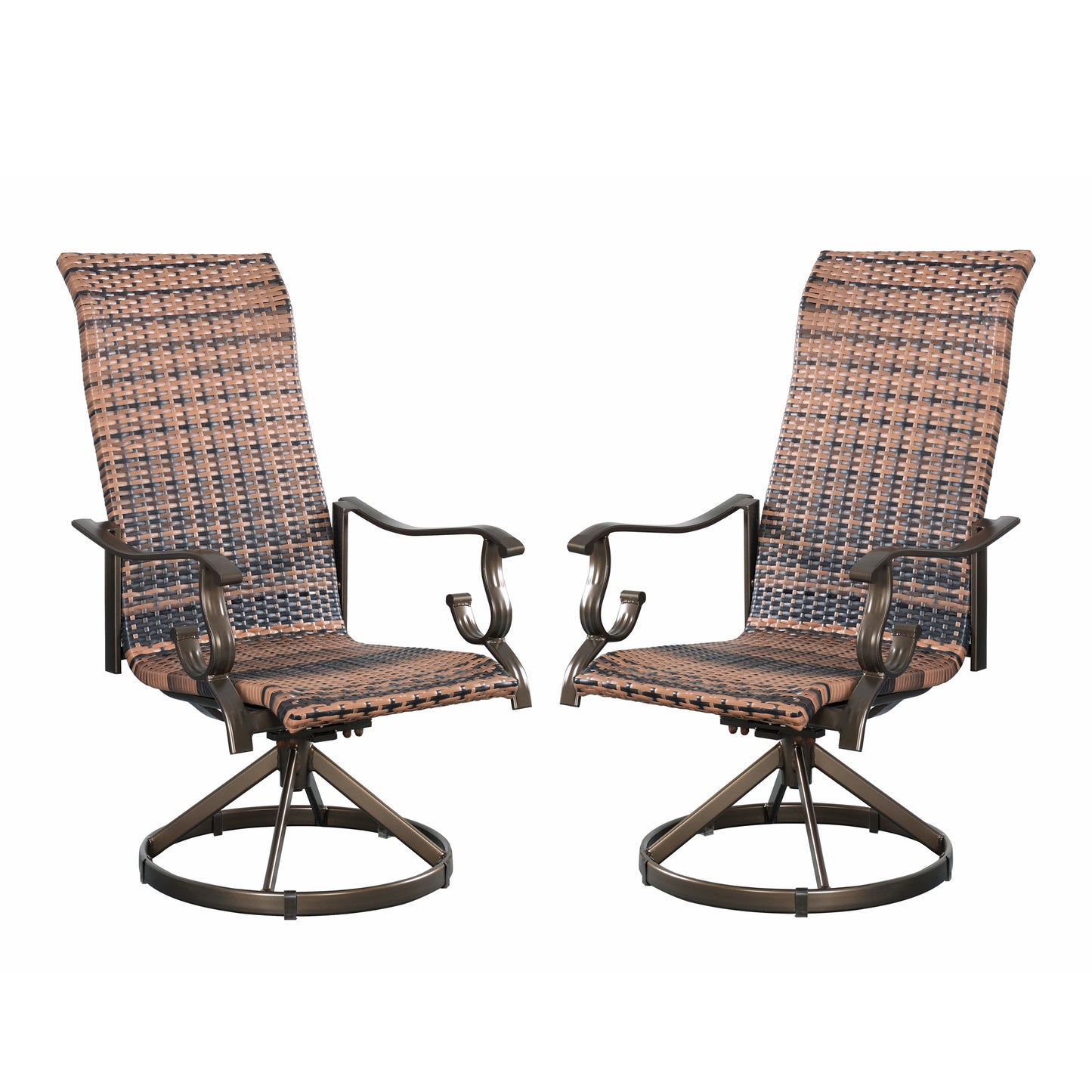 Westin Swivel Rocking Wicker Dining Chair Set of 2 - Bronze/Brown