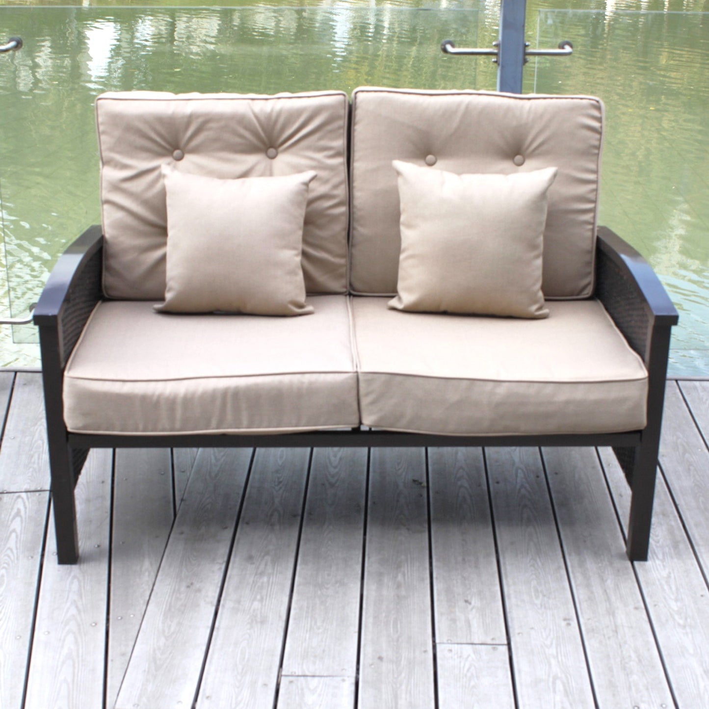 Palmetto Aluminum Loveseat - Bronze/Tan