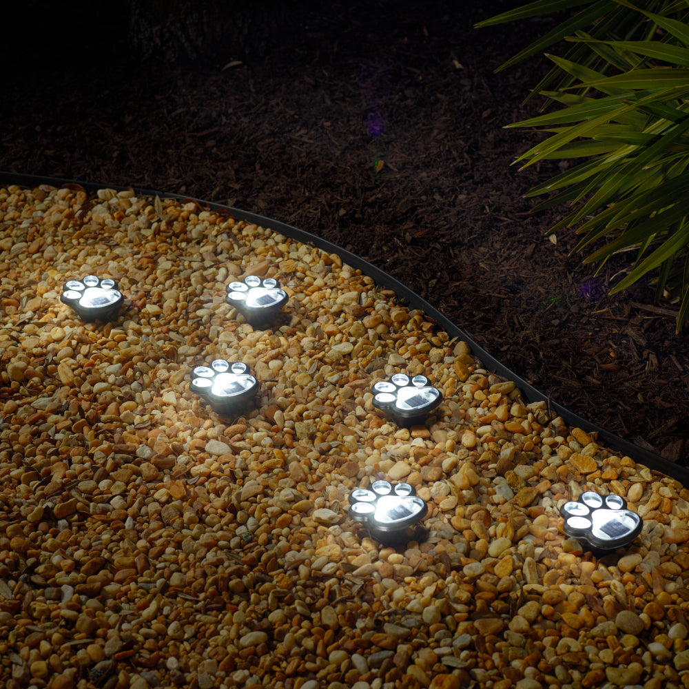 Solar Paw Print Light Accents - Set of 6